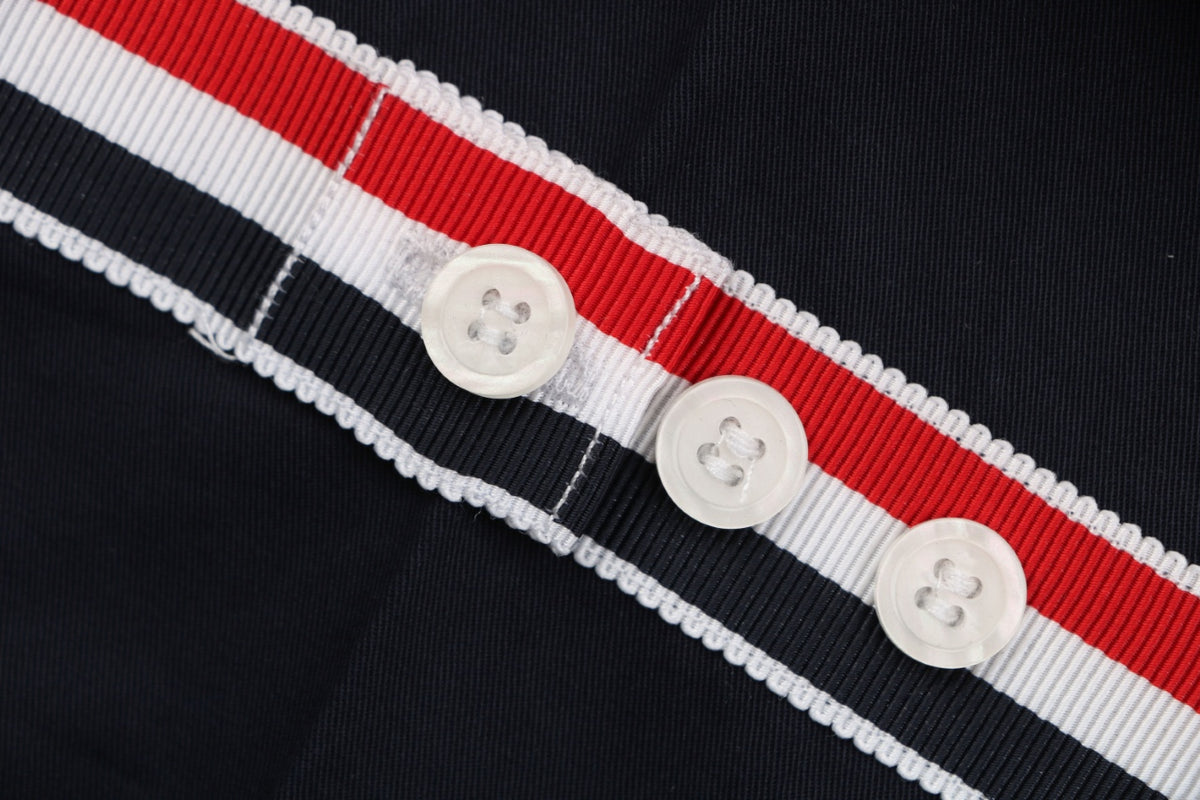 Thom Browne Grosgrain Armband White Button Long Sleeve Shirt – Navy