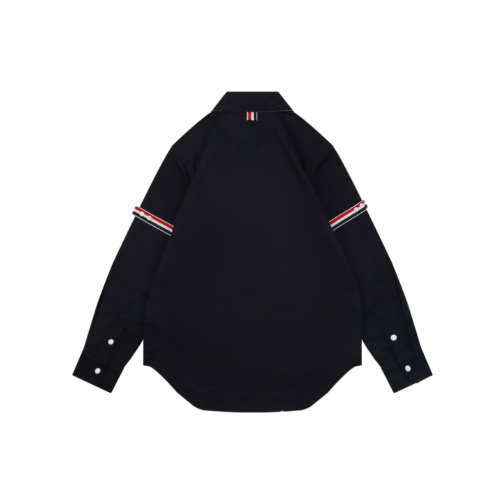 Thom Browne Grosgrain Armband White Button Long Sleeve Shirt – Navy
