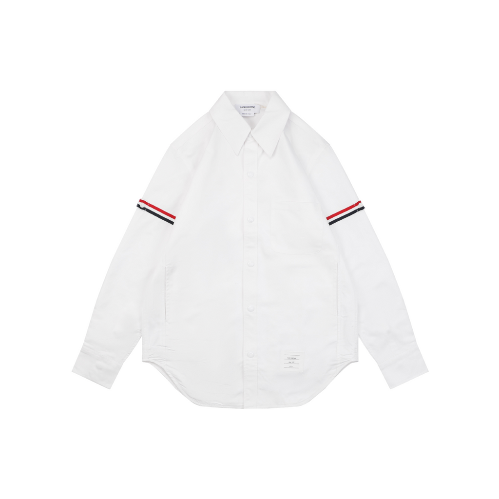 Thom Browne Grosgrain Armband White Button Long Sleeve Shirt – White