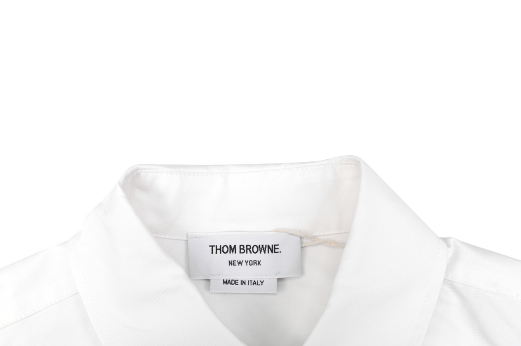 Thom Browne Grosgrain Armband White Button Long Sleeve Shirt – White