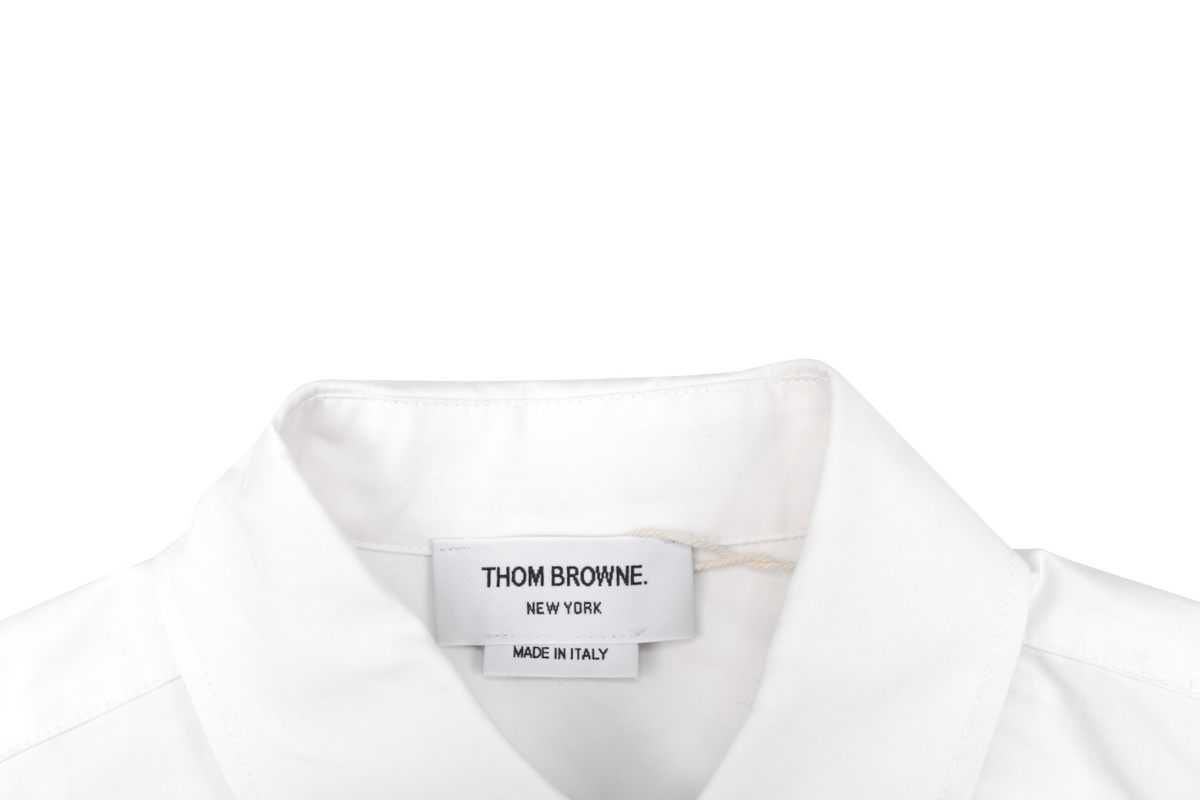 Thom Browne Grosgrain Armband White Button Long Sleeve Shirt – White