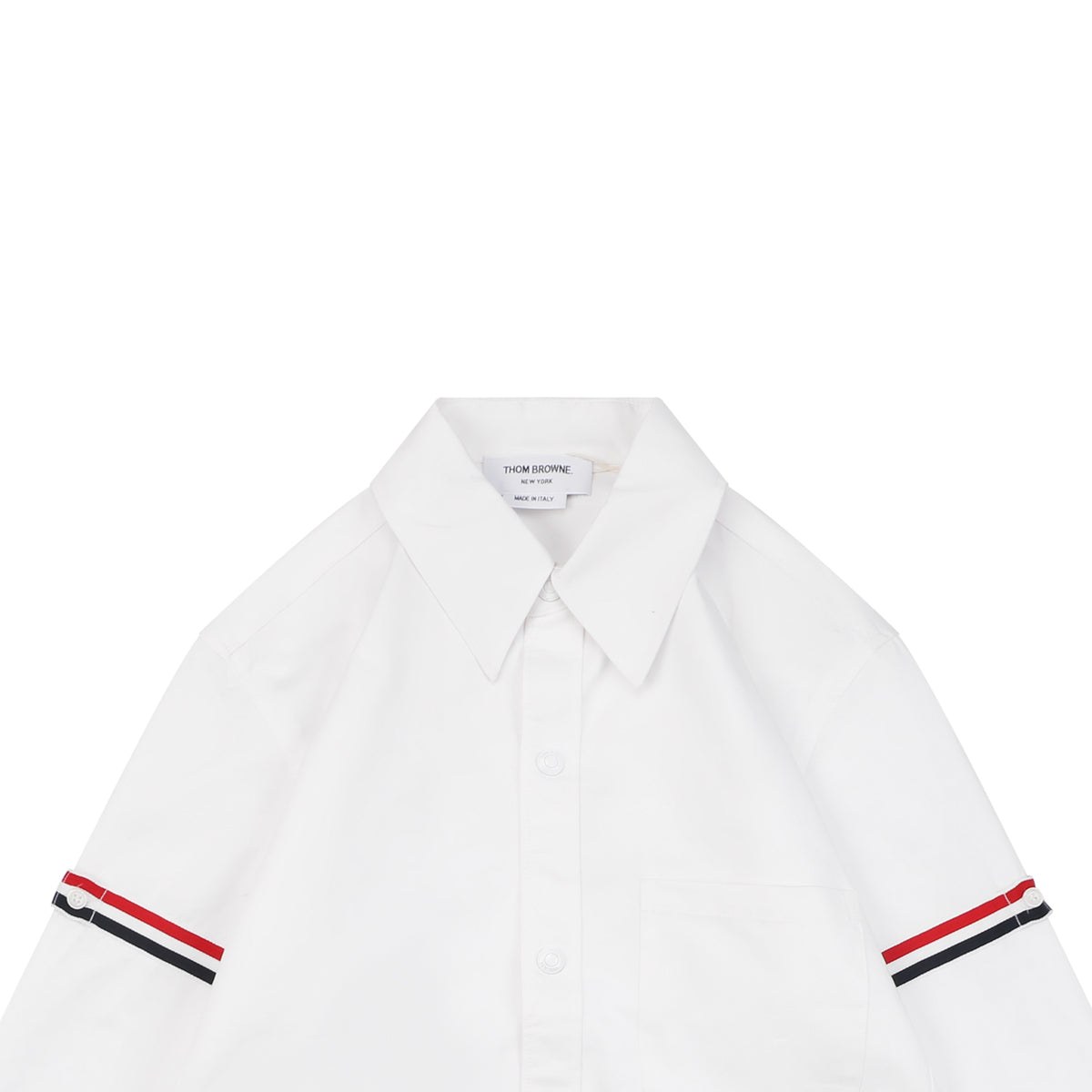 Thom Browne Grosgrain Armband White Button Long Sleeve Shirt – White