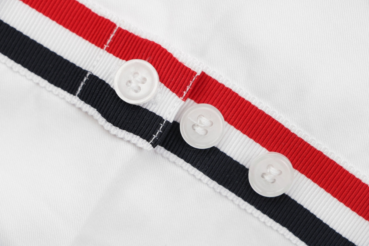 Thom Browne Grosgrain Armband White Button Long Sleeve Shirt – White