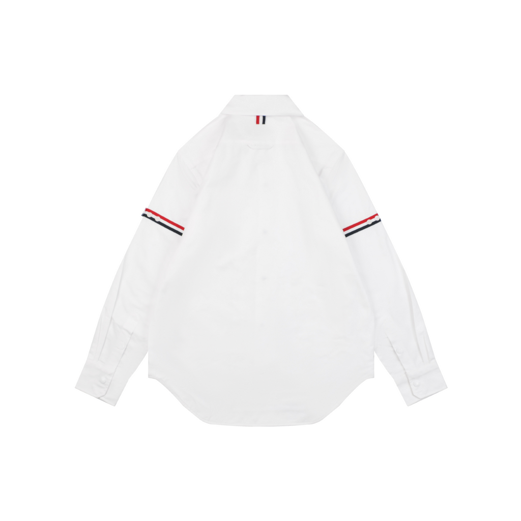 Thom Browne Grosgrain Armband White Button Long Sleeve Shirt – White