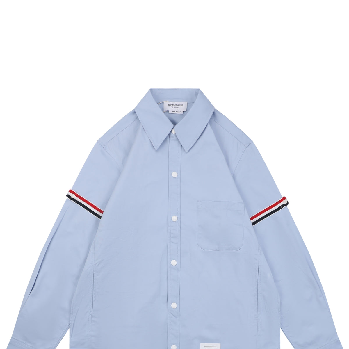 Thom Browne Grosgrain Armband White Button Long Sleeve Shirt – Sky Blue