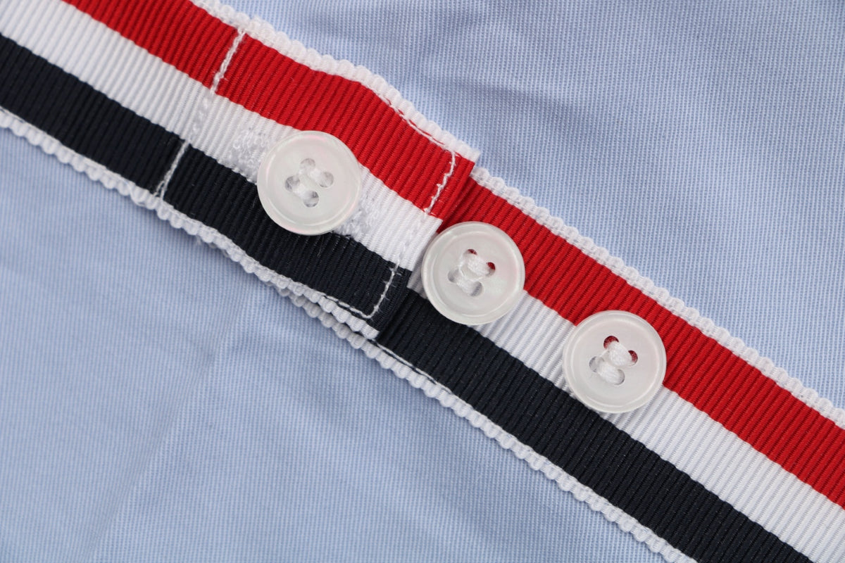 Thom Browne Grosgrain Armband White Button Long Sleeve Shirt – Sky Blue