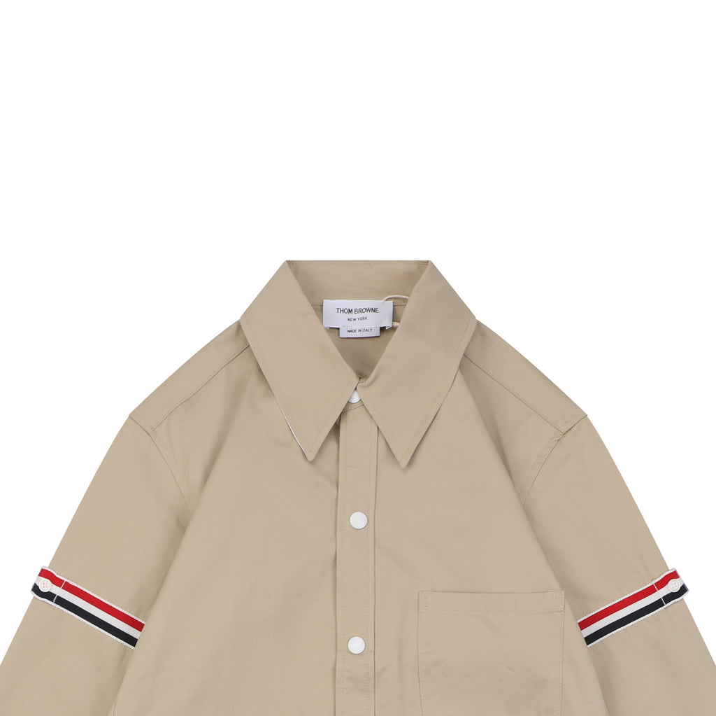 Thom Browne Grosgrain Armband White Button Long Sleeve Shirt – Khaki