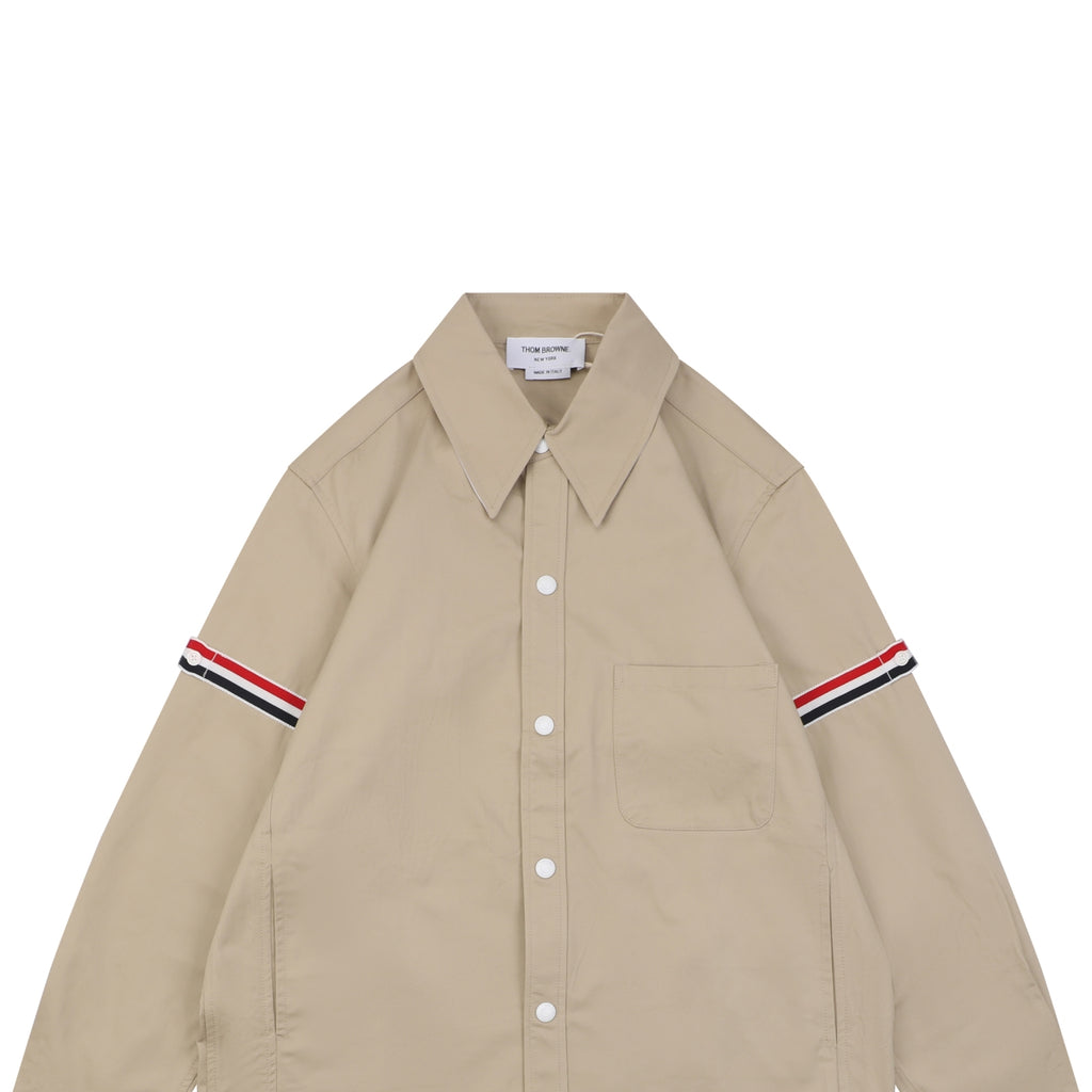 Thom Browne Grosgrain Armband White Button Long Sleeve Shirt – Khaki