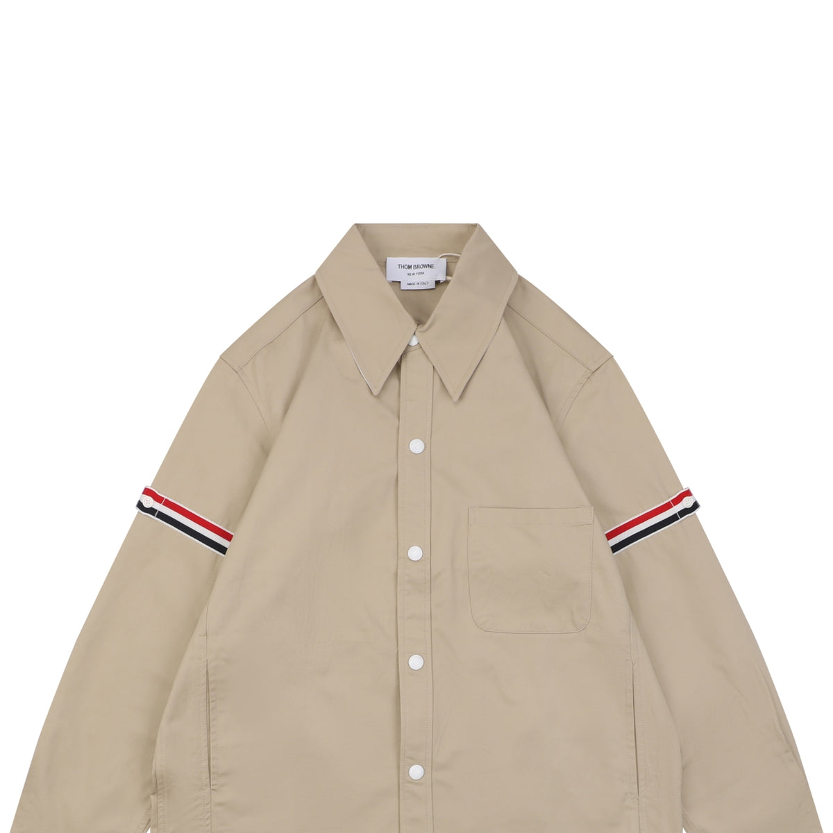 Thom Browne Grosgrain Armband White Button Long Sleeve Shirt – Khaki