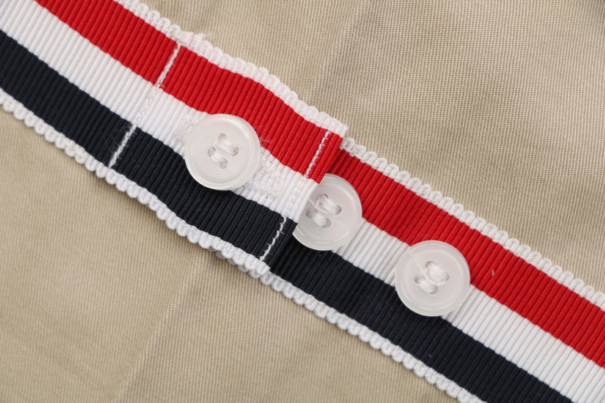 Thom Browne Grosgrain Armband White Button Long Sleeve Shirt – Khaki