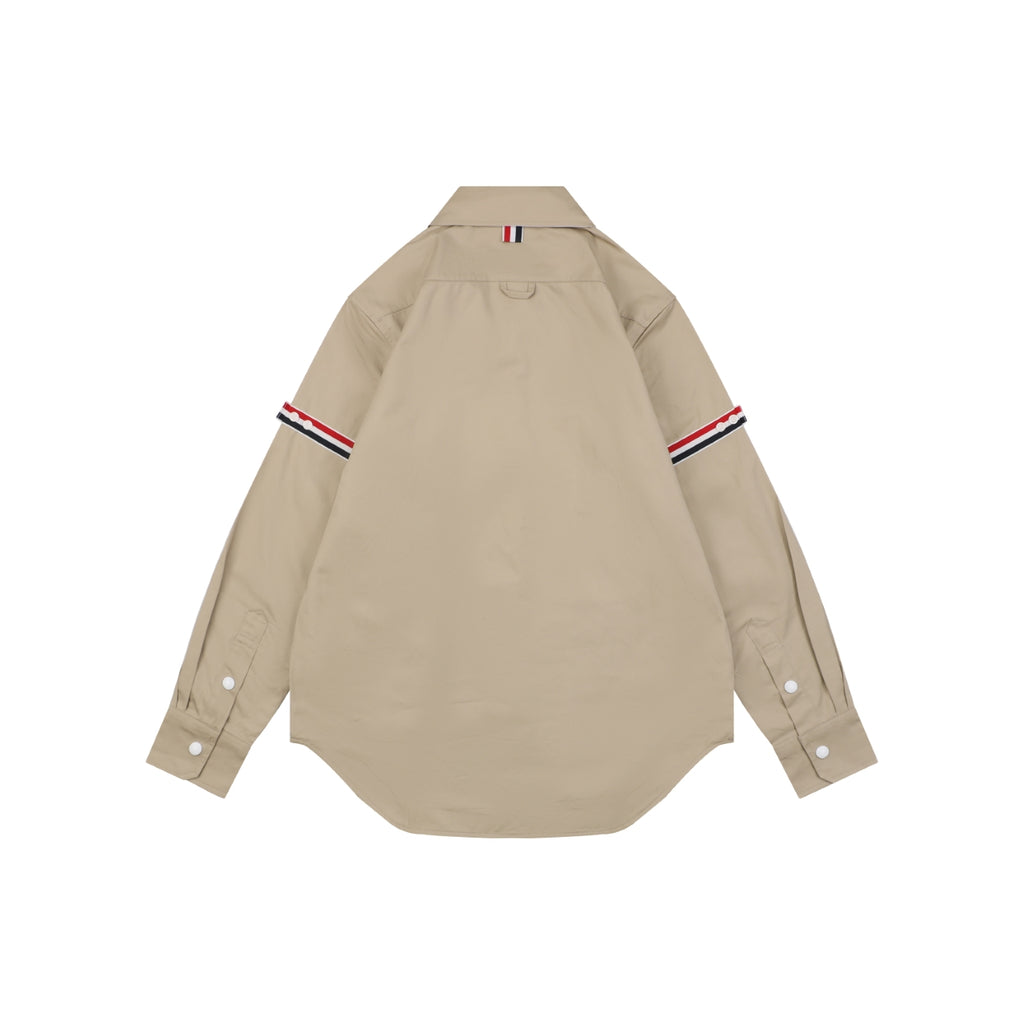 Thom Browne Grosgrain Armband White Button Long Sleeve Shirt – Khaki