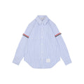 Thom Browne Grosgrain Armband White Button Long Sleeve Shirt – White Blue Stripe