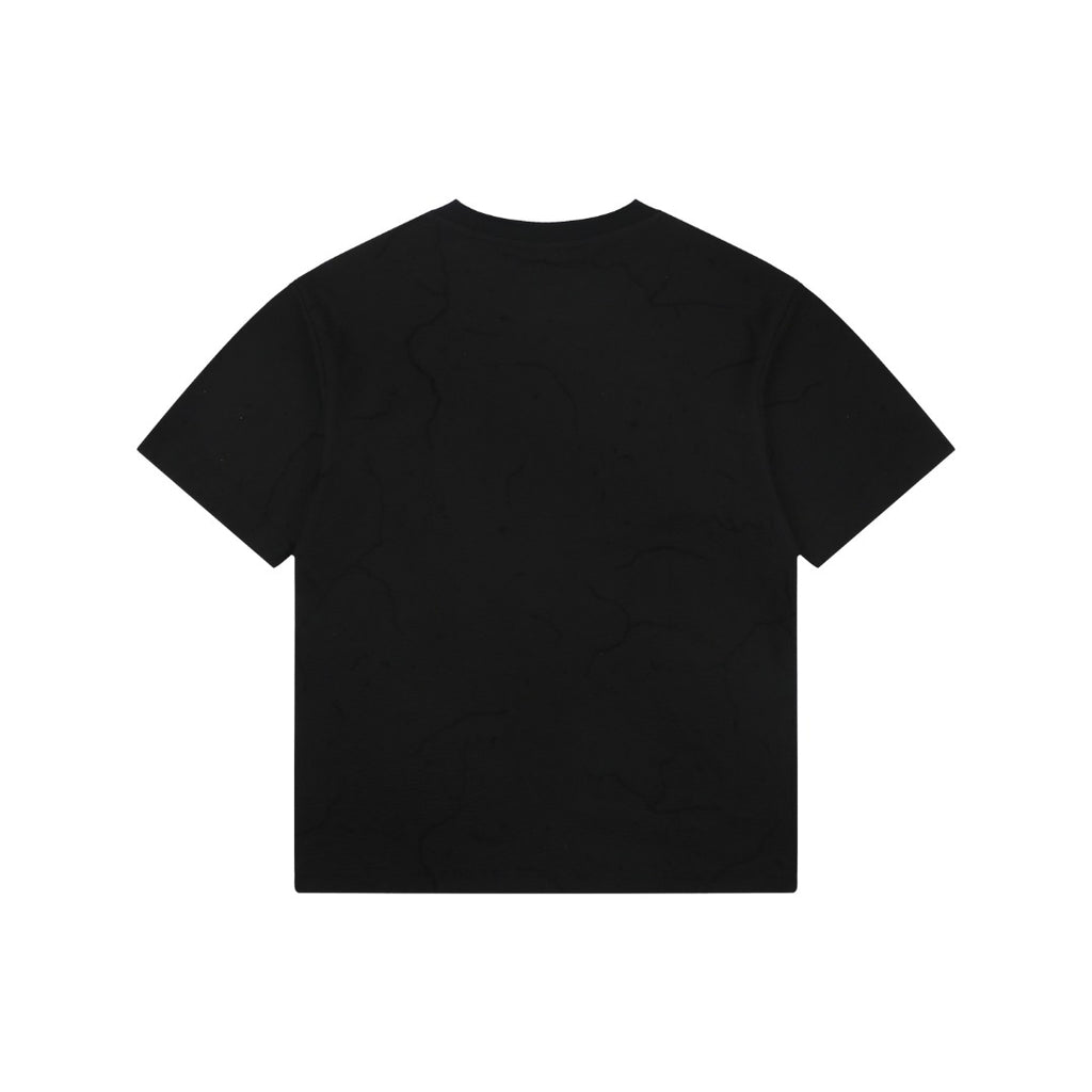 Prada Shadow Logo Triangle Badge Embroidered Short Sleeve Tee – Black