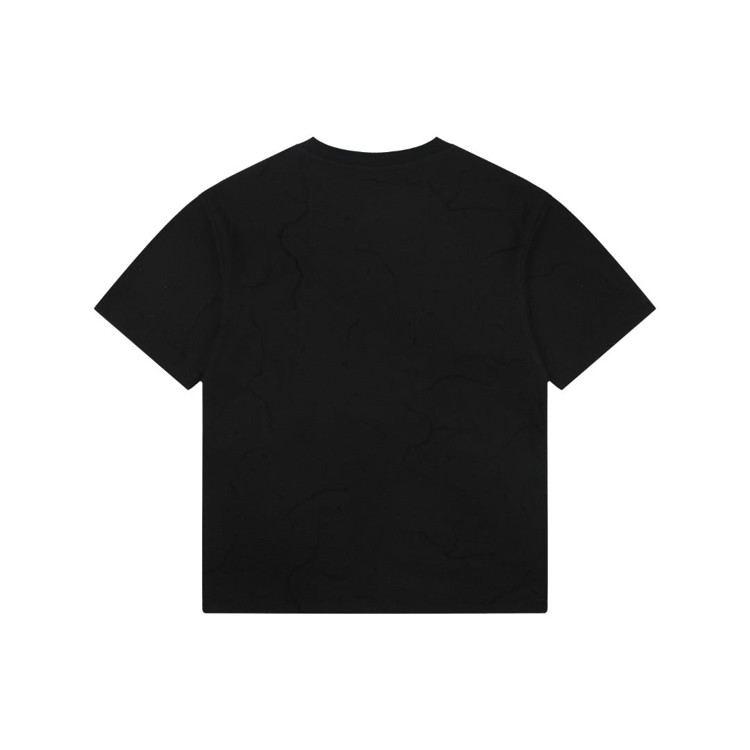 Prada Shadow Logo Triangle Badge Embroidered Short Sleeve Tee – Black