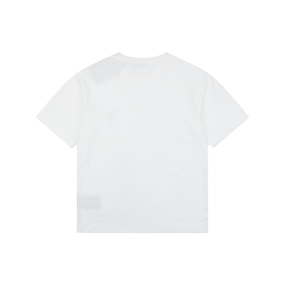 Prada Shadow Logo Milano Badge Embroidered Short Sleeve Tee – White
