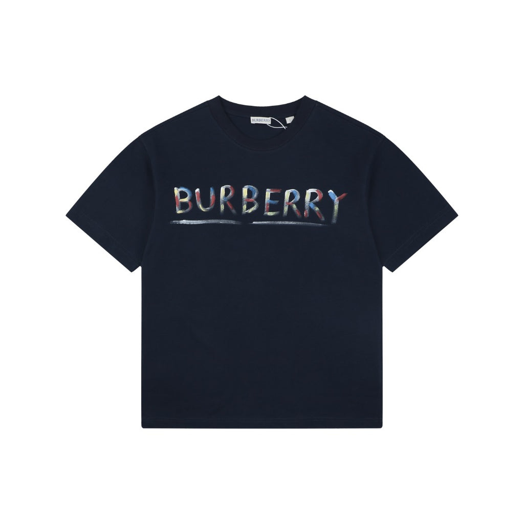 Burberry Graffiti Equestrian Knight Print Short Sleeve Tee – Navy