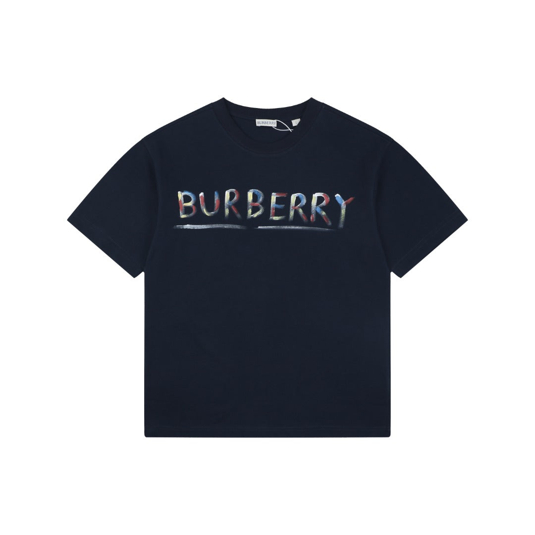 Burberry Graffiti Equestrian Knight Print Short Sleeve Tee – Navy