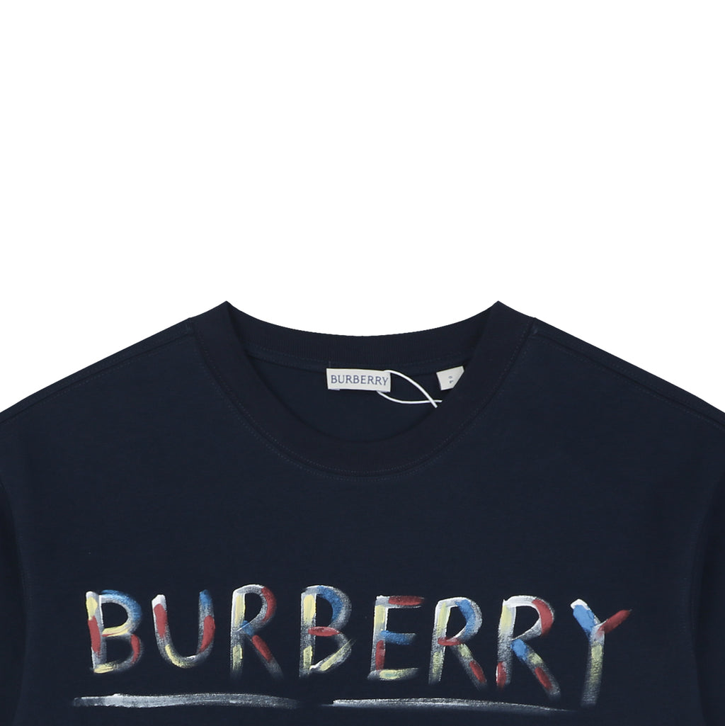 Burberry Graffiti Equestrian Knight Print Short Sleeve Tee – Navy