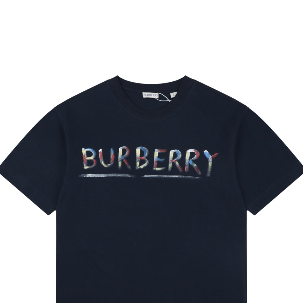 Burberry Graffiti Equestrian Knight Print Short Sleeve Tee – Navy