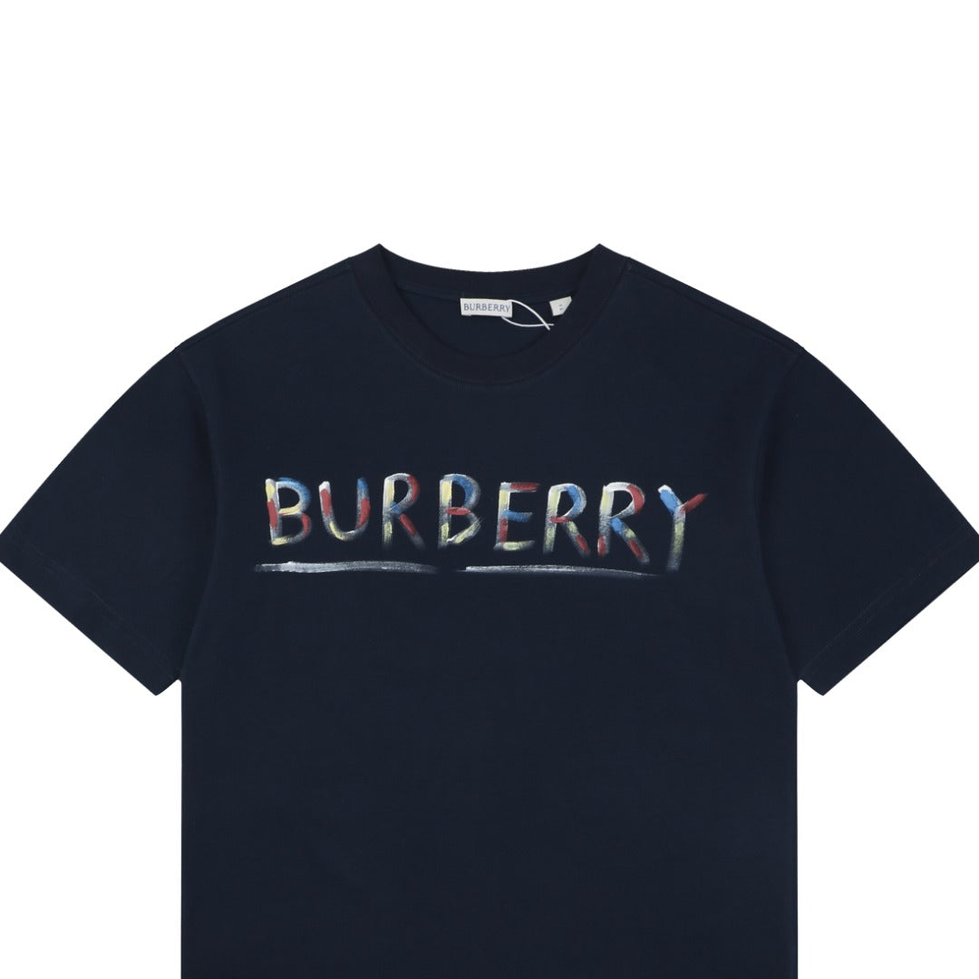 Burberry Graffiti Equestrian Knight Print Short Sleeve Tee – Navy