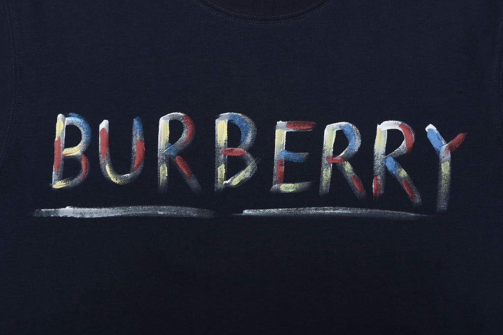 Burberry Graffiti Equestrian Knight Print Short Sleeve Tee – Navy