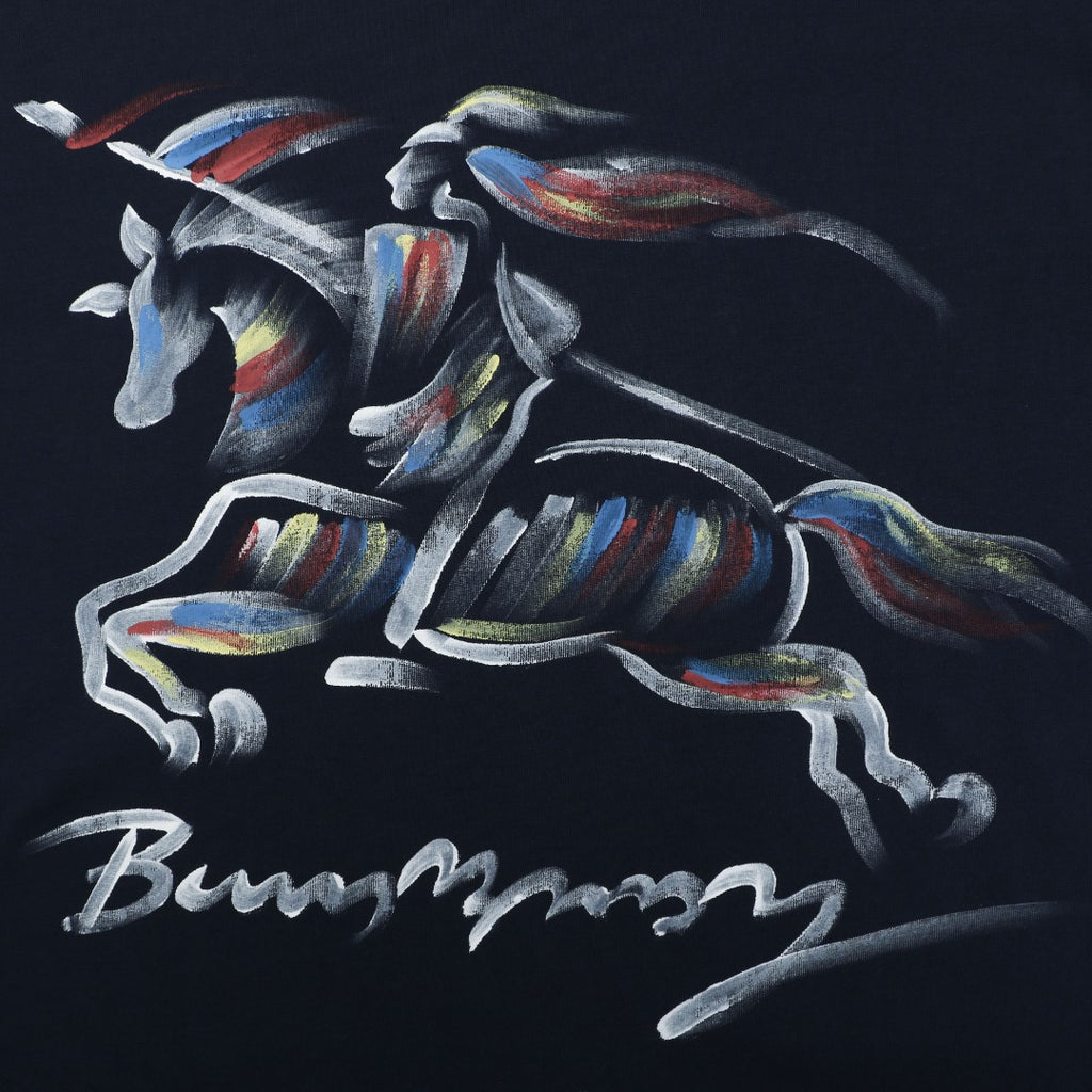 Burberry Graffiti Equestrian Knight Print Short Sleeve Tee – Navy