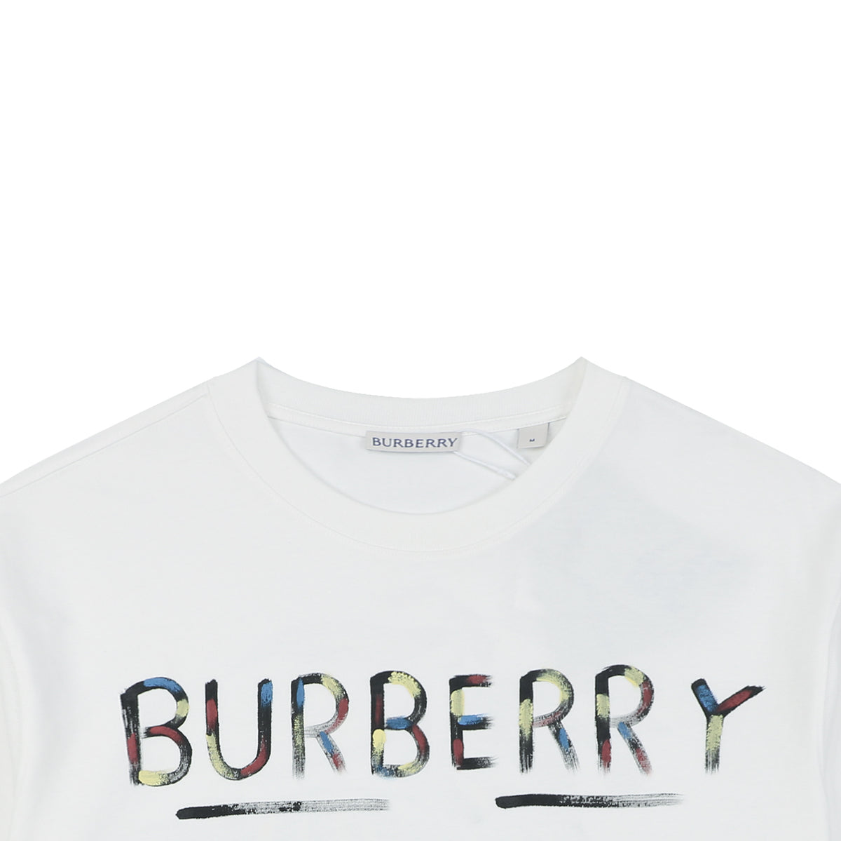 Burberry Graffiti Equestrian Knight Watercolor Print Short Sleeve Tee – White