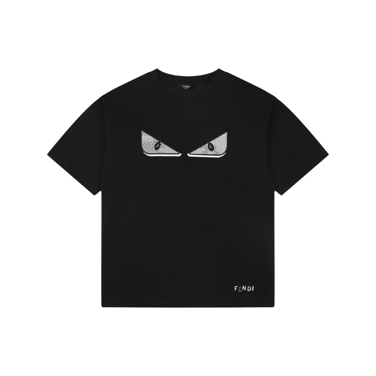 Fendi Bag Bugs Crystal Eye Embroidered Short Sleeve Tee – Black