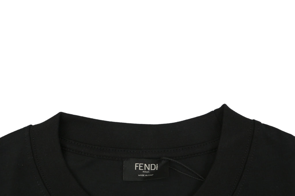 Fendi Bag Bugs Crystal Eye Embroidered Short Sleeve Tee – Black