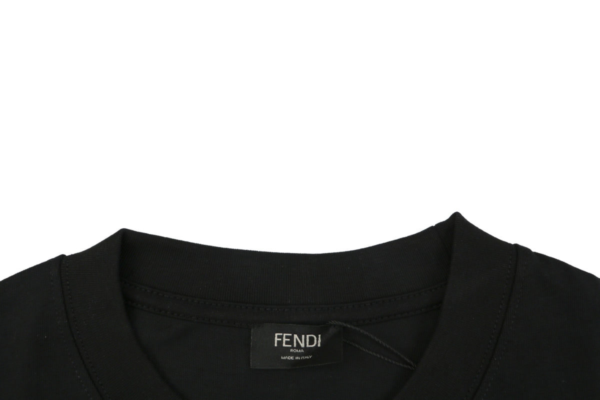 Fendi Bag Bugs Crystal Eye Embroidered Short Sleeve Tee – Black