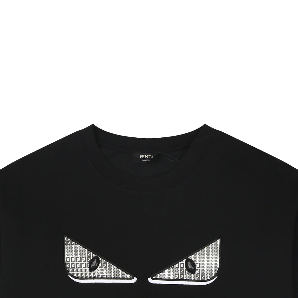 Fendi Bag Bugs Crystal Eye Embroidered Short Sleeve Tee – Black