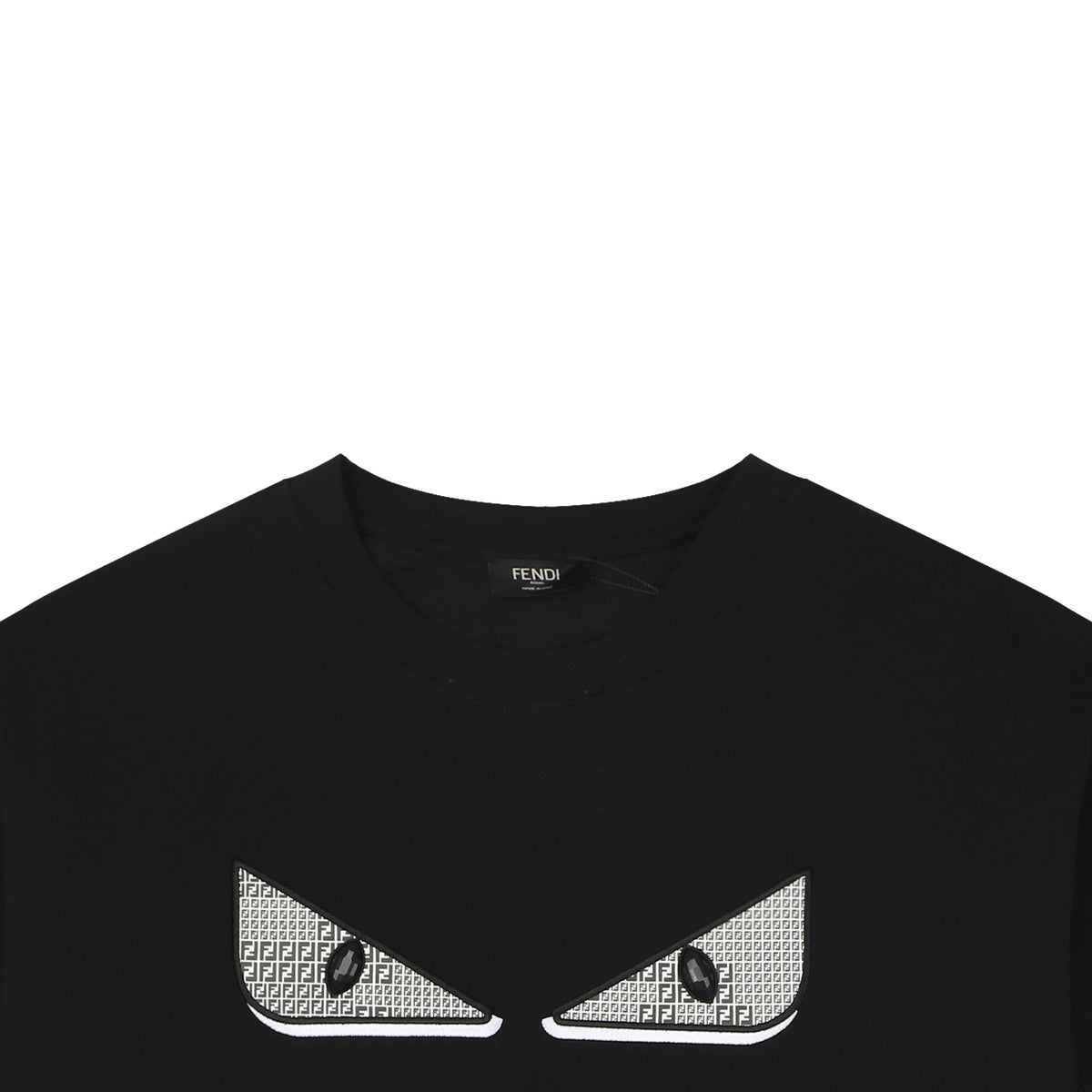 Fendi Bag Bugs Crystal Eye Embroidered Short Sleeve Tee – Black