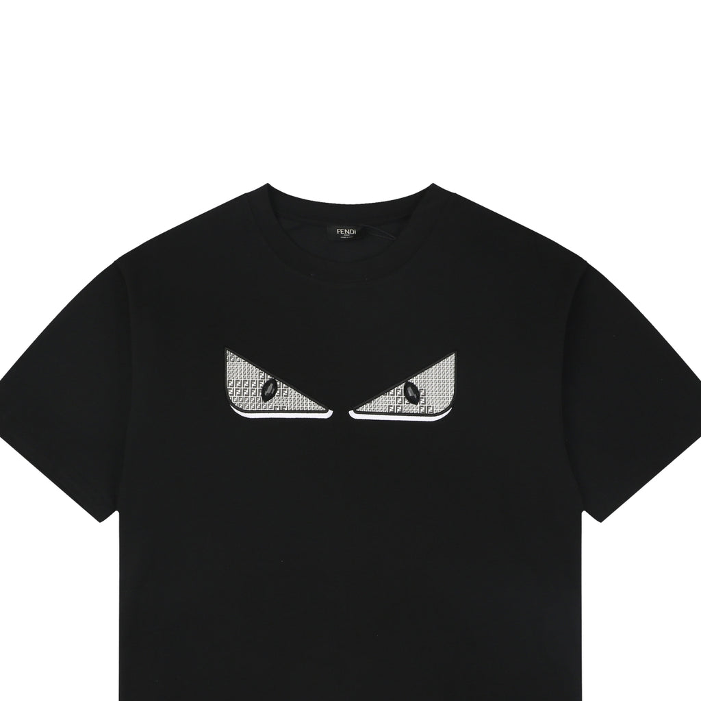 Fendi Bag Bugs Crystal Eye Embroidered Short Sleeve Tee – Black