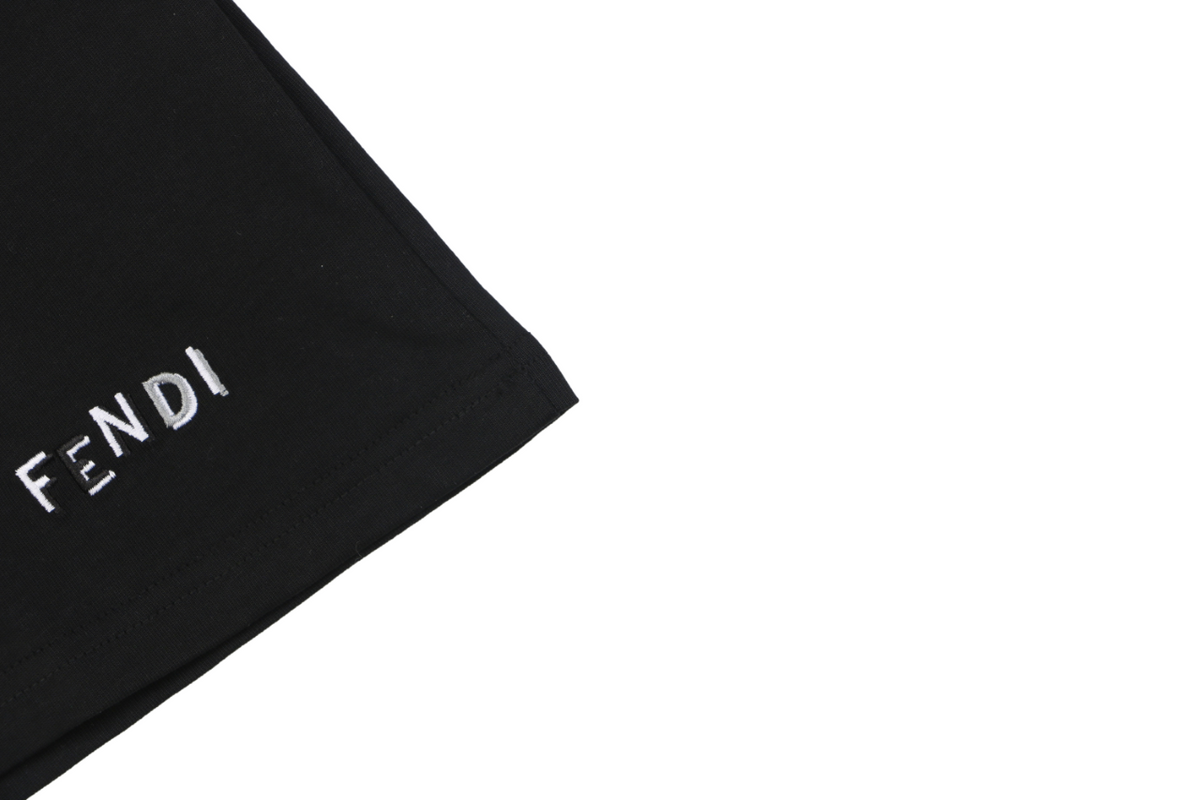 Fendi Bag Bugs Crystal Eye Embroidered Short Sleeve Tee – Black