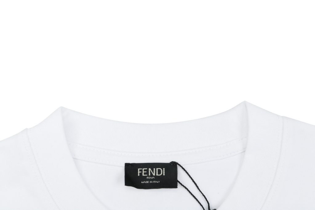 Fendi Bag Bugs Crystal Eyes Embroidered Short Sleeve Tee – White