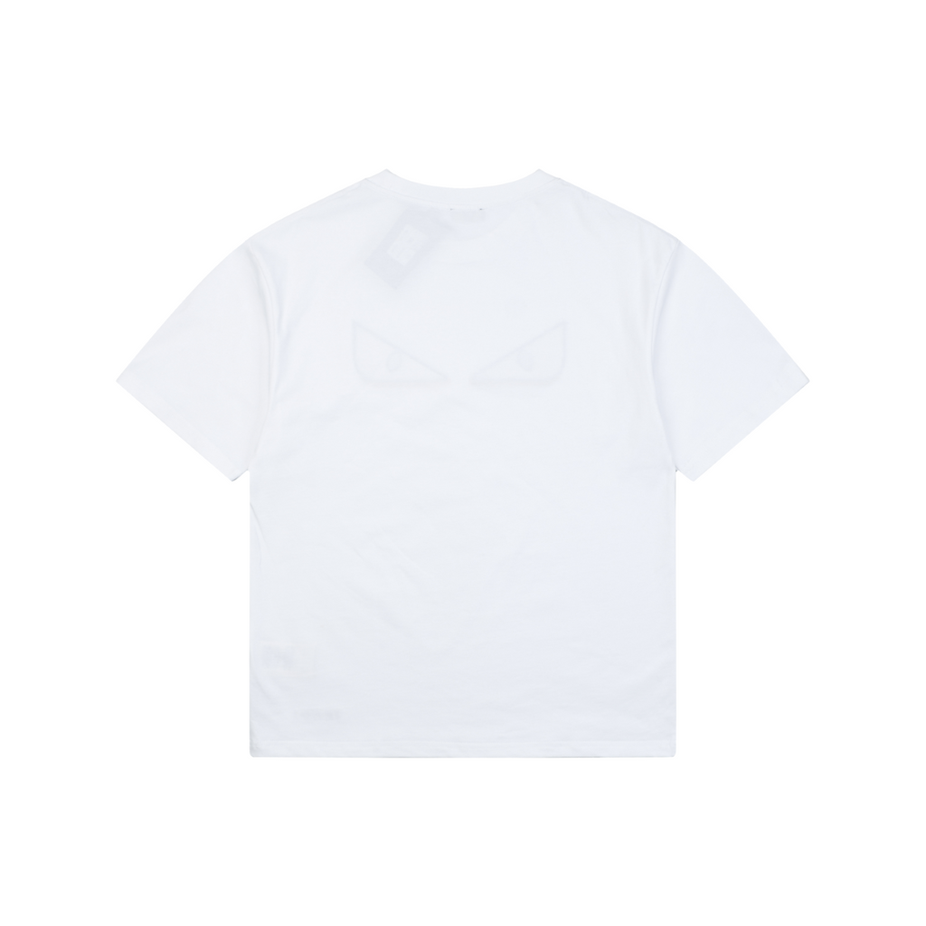 Fendi Bag Bugs Crystal Eyes Embroidered Short Sleeve Tee – White