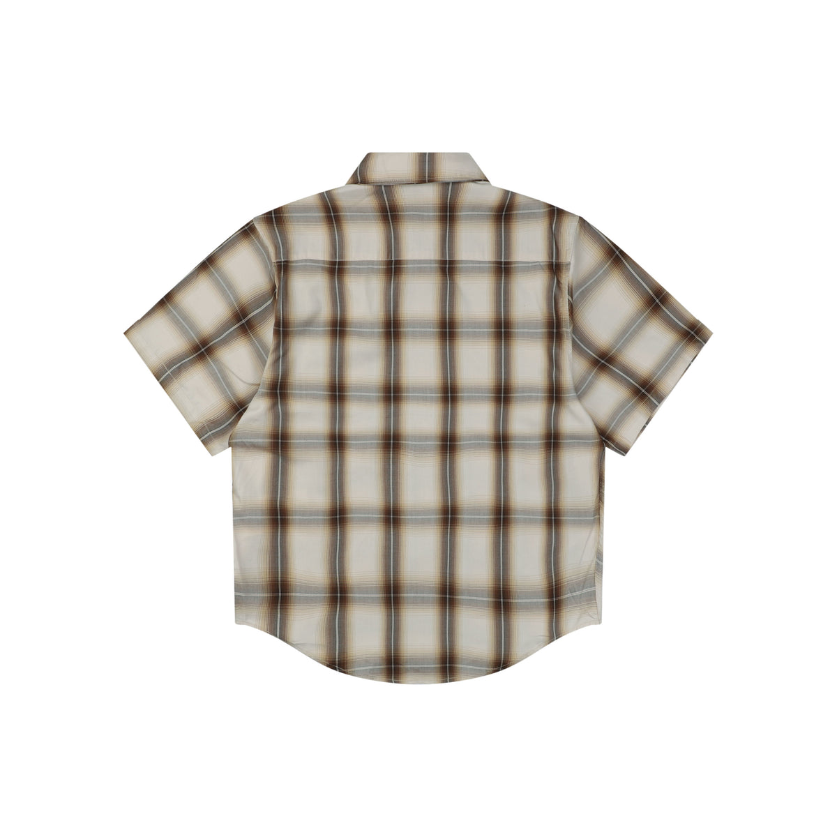 AMI Paris Heart Logo Brown Plaid Short Sleeve Shirt