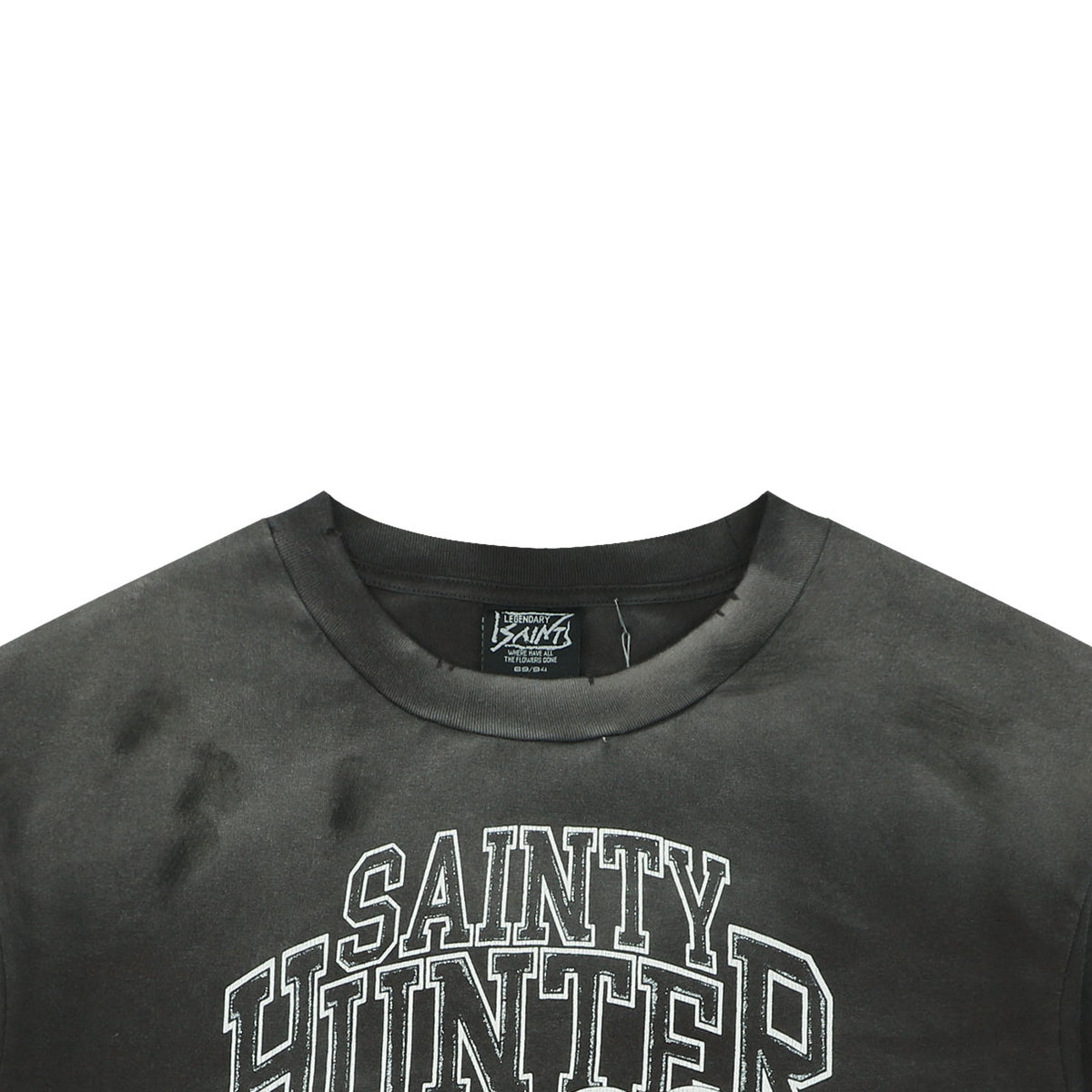 Saint Michael Skeleton Angel Duo Graphic Short Sleeve Tee – Washed Black