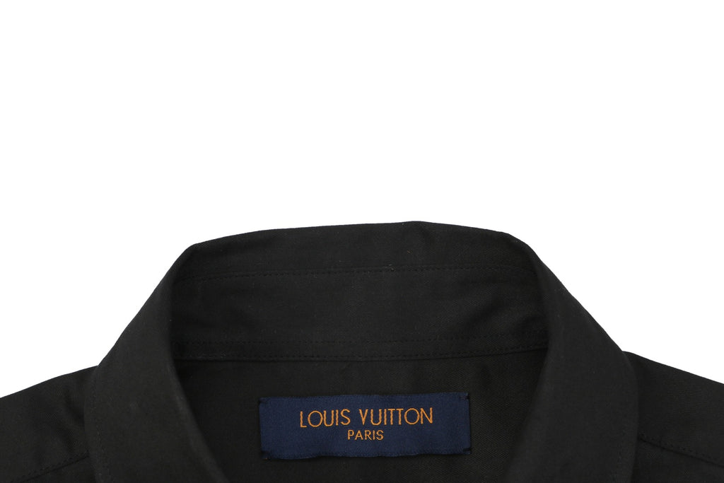 Louis Vuitton Vertical Stripe Monogram Openwork Jacquard Short Sleeve Shirt – Black
