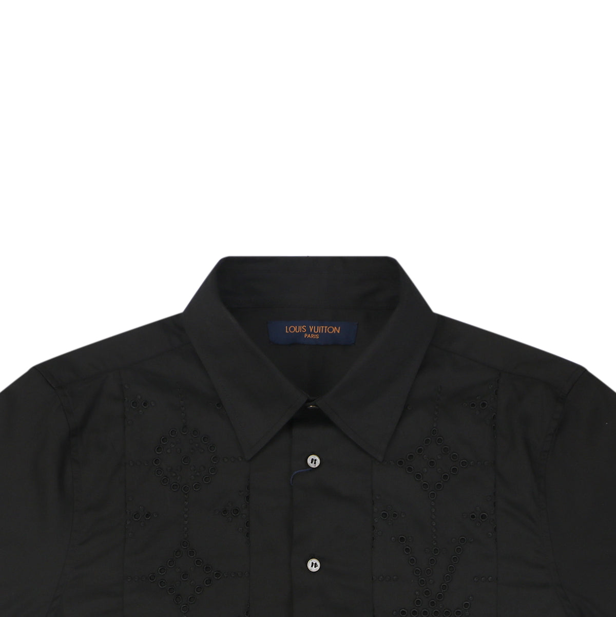 Louis Vuitton Vertical Stripe Monogram Openwork Jacquard Short Sleeve Shirt – Black