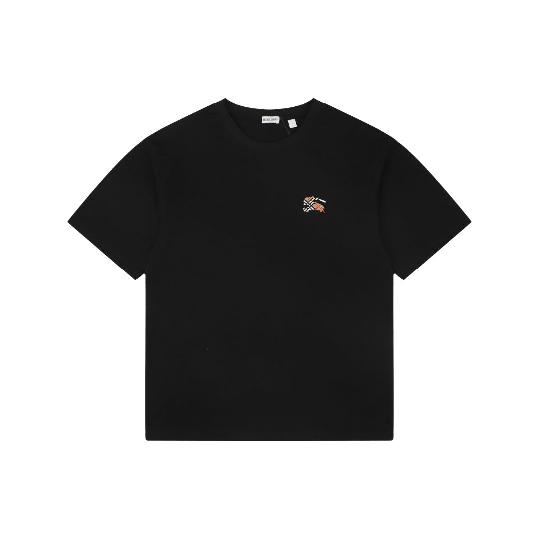 Burberry Equestrian Knight Check Flocked Badge Short Sleeve Tee – Black