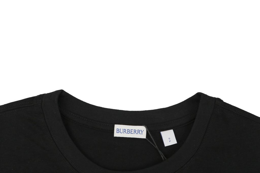 Burberry Equestrian Knight Check Flocked Badge Short Sleeve Tee – Black