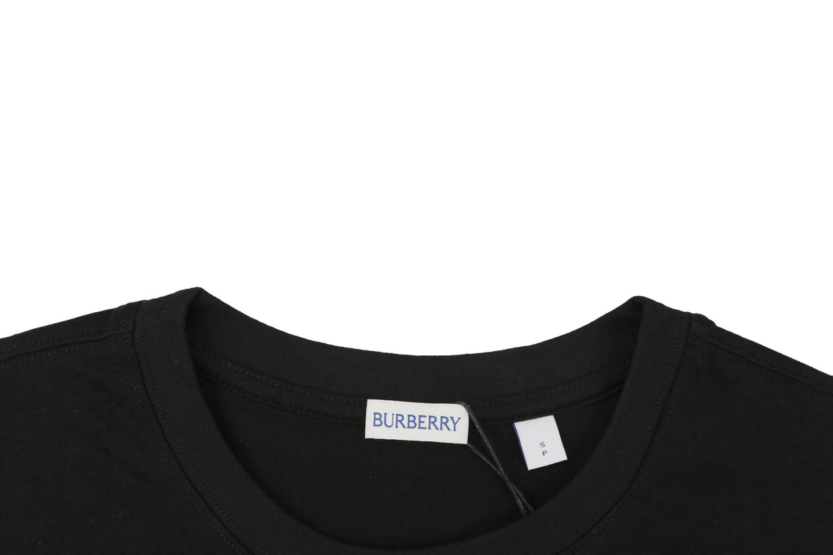 Burberry Equestrian Knight Check Flocked Badge Short Sleeve Tee – Black