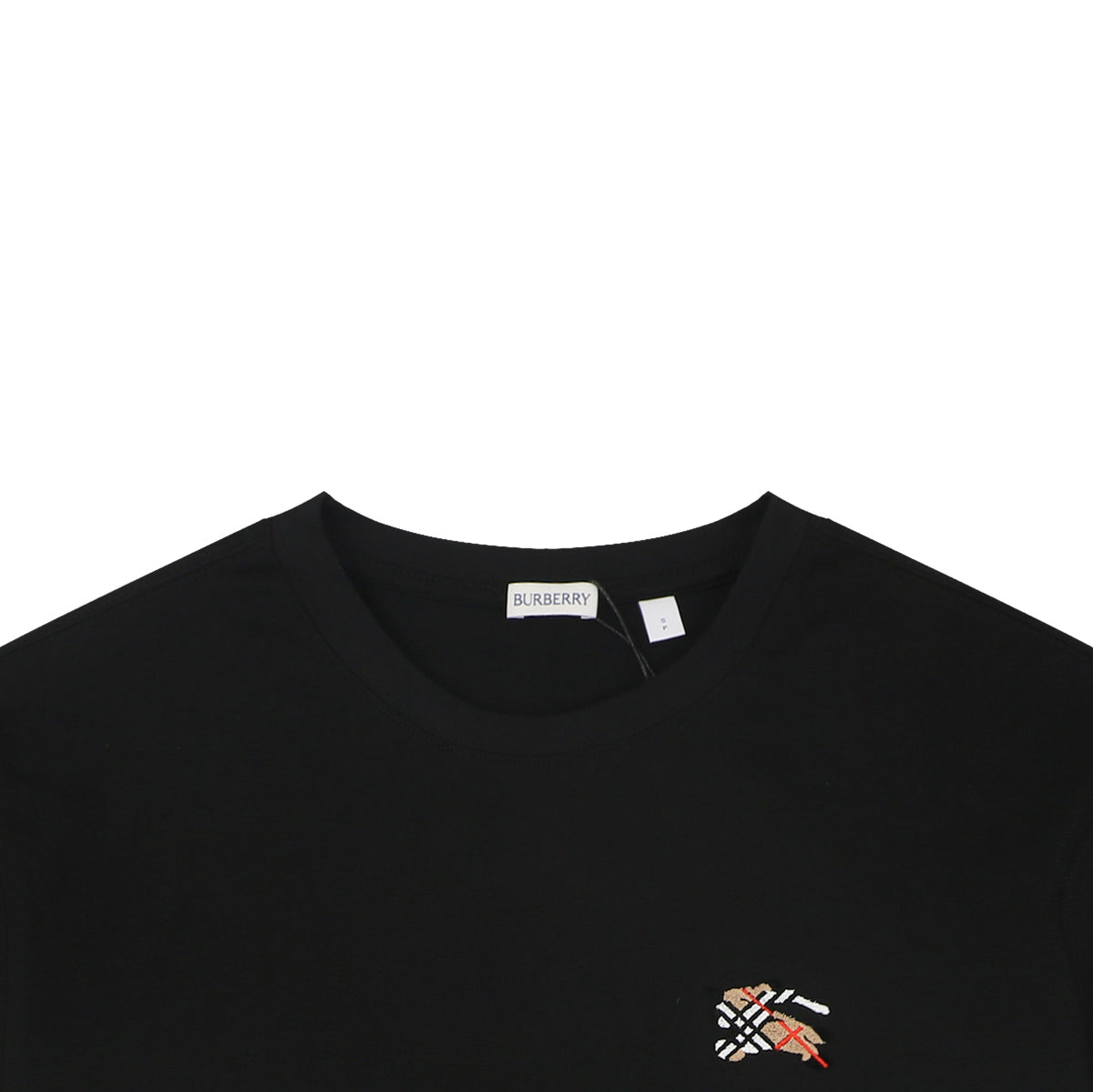 Burberry Equestrian Knight Check Flocked Badge Short Sleeve Tee – Black