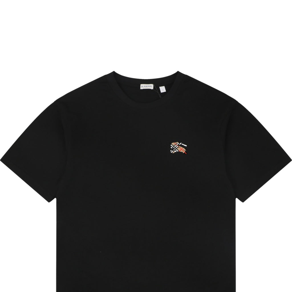 Burberry Equestrian Knight Check Flocked Badge Short Sleeve Tee – Black