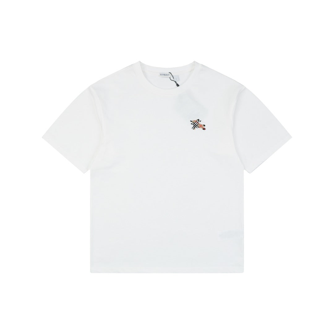 Burberry Equestrian Knight Check Flocked Badge Short Sleeve Tee – White