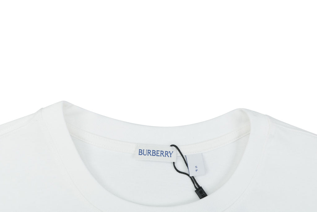 Burberry Equestrian Knight Check Flocked Badge Short Sleeve Tee – White