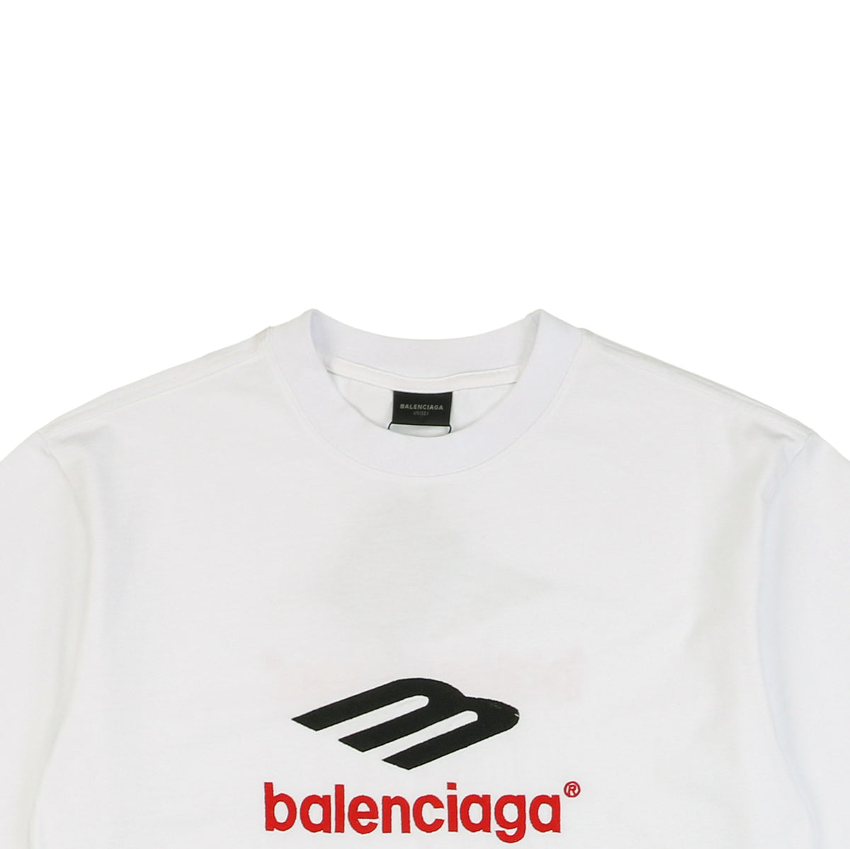 Balenciaga 23SS 3B Logo Embroidered Short Sleeve Tee – White / Black Red