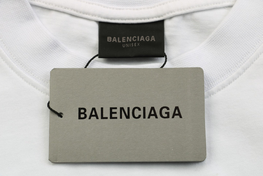 Balenciaga 23SS 3B Logo Embroidered Short Sleeve Tee – White / Black Red