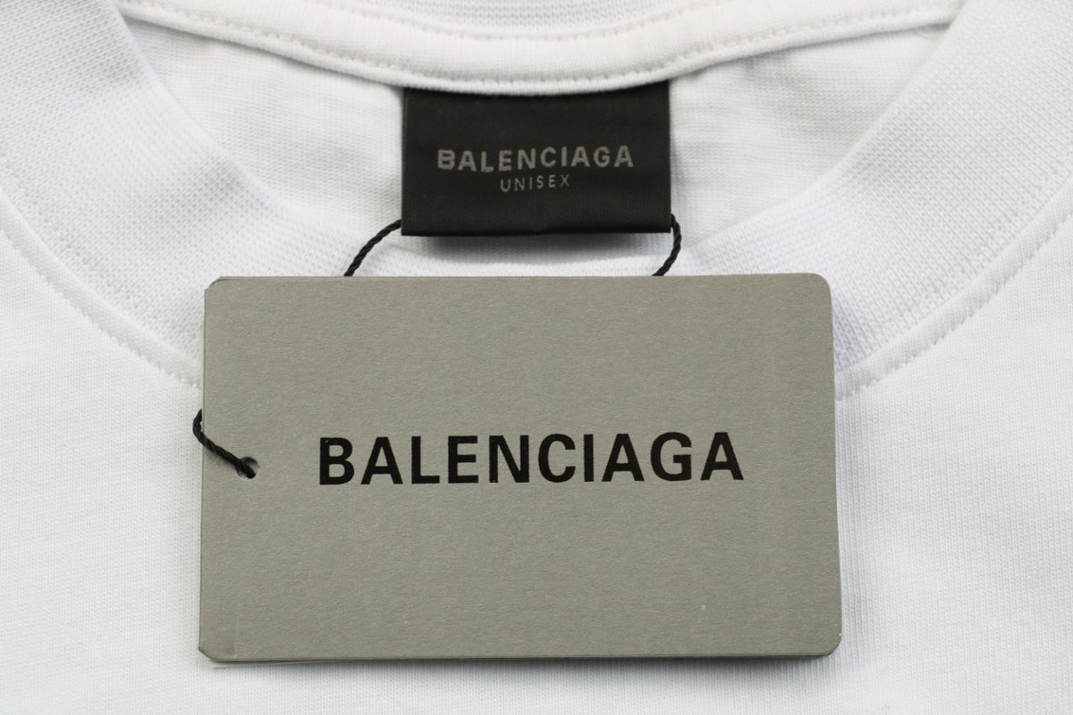 Balenciaga 23SS 3B Logo Embroidered Short Sleeve Tee – White / Black Red